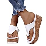 Fulidngzg Scarpe Ortopediche Donna Estive Aperta Mare Plateau Scarpe Bohemia Con Tacco Casual Top Slip-On Alta Ciabatte Eleganti Sughero Infradito Zeppa