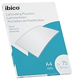 Ibico Pouch per la Plastificazione a caldo, Formato A4, 150 Micron (2x75), Elevata protezione dei documenti e Durabilità, Confezione da 100, Finitura Lucida, Trasparente, 627316