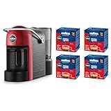 Lavazza A Modo Mio Jolie Evo, Macchina per Caffè Realizzata con 36% di Plastica Riciclata, Macchina Espresso con 64 Capsule Lavazza A Modo Mio Crema e Gusto Classico Incluse, Rossa