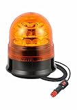 Ryme Automotive Rotativo Ambra LED R65 Segnalazione Avvertimento 12/24V - Omologato R65, 3 Funzioni Flash Rotazione Lampeggiante, Pirulo Trattore, Luce Emergenza Veicoli Agricoli, Base Magnete