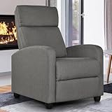 BAKAJI Poltrona Relax Reclinabile Fino a 150° con Sistema Push-Back e Poggiapiedi, Poltroncina Deluxe Grigio Imbottita ad Altissima Densità con Rivestimento in Tessuto, Schienale e Seduta Ergonomica