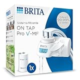 BRITA ON TAP Pro V-MF incl. 1 x filtro acqua rubinetto V-MF (600L) - riduce cloro, 99,99% dei batteri, PFAS - display contalitri digitale