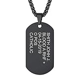 PROSTEEL Collana con Incisione Personalizzata Personalizzabile Collana Militare Cindolo Dog Tag Incisione Testo Piastrine Militari Acciaio Inossidabile Collana Militare Uomo, Nero