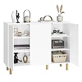 FirFurd Credenza Cucina con 3 Ante, Mobile Cucina in Legno,Mobiletto Multiuso per Buffet,Armadietto con Ripiano Regolabile,per Soggiorno,Cucina,Sala da Pranzo 107x40x80cm(Bianco)