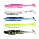 UEAVOID 5 Pezzi Esca Gomma di Pesca, Pesci di Gomma Spinning, Esche Artificiali Silicone per Acqua Dolce O Acqua Salata, Inclusi Minnow, Popper e Bombarda