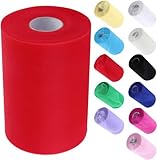 Longzhou Rullo di Tulle, 100 metri 15cm fai da te decorazione di nozze Tulle Rotolo Bobina abbigliamento Maglia Tessuto per la Parte di Cucito(Rosso)