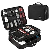 MATEIN Organizer Cavi da Viaggio, Borsa Porta Cavi Impermeabile per Accessori Viaggio, Multifunzionale Organizzatore Cavi per Caricabatterie, per Cavo Dati, Mouse, Chiavetta USB, Mini Tablet, Nero