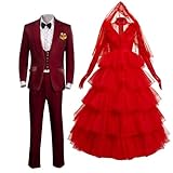 Deboyar Lydia - Abito da sposa da donna, per cosplay, Halloween, colore: rosso