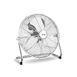 Zephir, PF45CR Ventilatore Industriale Da Pavimento ad Alta Velocità, Ventilatore con Inclinazione Regolabile, Pala 45 cm, Potenza 120W, 3 Velocità, Struttura in Acciaio Cromato.