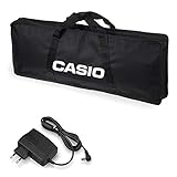 Casio SA BAG - Borsa custodia per Trasporto Tastiera (per Tastiere Casio: SA46-47 SA76-77) + Alimentatore Casio AD-E95100LG AC Adaptor, Nero