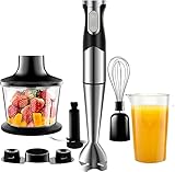 NWOUIIAY Frullatore Immersione 1200W 6 in 1 frullatore multifunzionale con Acciao Inossidabile 304 Frusta Elettrica Tritatutto con Turbo Presa Antiscivolo Minipimer Velocità regolabile Mixer Cucina