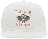 Tis The Season to Be Creepy Halloween Carino Bat Art Snapback Visiera piatta Misto Cotone Cap Bianco, bianco, Taglia unica