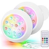 LyLmLe Faretto LED Ricaricabile, Luci Piscina Sommergibili RGBW IP68 Impermeabili con Telecomando, Fino a 40 Ore, 15cm Luci Magnetiche Subacquee Colore per Piscina Fuori Terra Interrate, Hottub 2Pack