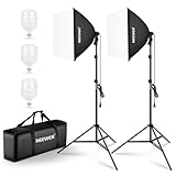 NEEWER Softbox Kit di Illuminazione Continua Equivalente a 700W, 3 Lampadine LED 5700K, Softbox 60x60cm con Attacco E27, Kit di Illuminazione Softbox Fotografico per Attrezzatura da Studio Fotografico