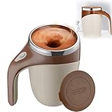 380ml Electric Mixing Cup,Automatic Magnetic Stirring Coffee Mug, Electric Stainless Steel Self Mixing Coffee Tumbler,Creative Electric Auto Stirring Mug Self Stirring Coffee Mug (Brown)