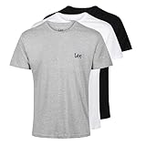 Lee Mens Cotton T Shirt Standard Fit, Black/White/Grey Marl, L Uomo