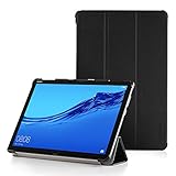 Simpeak Cover Compatibile per Huawei MediaPad M5 Lite 10 Custodia, Custodia in finta pelle Compatibile con Huawei MediaPad M5 Lite 10 Ultra-Sottile Folio Supporto Smart Cover Auto Sveglia/Sonno, Nero