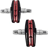 CZ Store Pattini per Freni Bicicletta a V - ✮✮GARANZIA A VITA✮✮ - 2 Paia di Pattini Freno V-Brake - Set Completo di Ricambi Pastiglie Freni in Gomma per Bici - Facili da Montare - Rossi