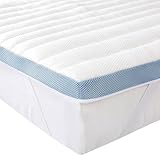 Amazon Basics - Topper Matrimoniale 160 x 190 cm in Memory Foam, 5 cm Coprimaterasso con Angoli Elastici, Bianco