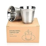 WANTOUTH 2 Pezzi Tazza in Acciaio Inox Tazze da Caffè Isolate a Doppia Parete Bicchieri da Birra in Metallo Tazze in Metallo Riutilizzabile Tazzine Espresso In Acciaio Inox per Caffè Birra, 80 ml