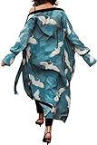 LikeJump Donna Cotone Cardigan Vestito Lungo da Spiaggia Abito Maxi Kimono Costume da Bagno Cover Up Dress Estate