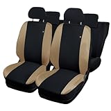 Susy Shop Coprisedili Auto Compatibili Per Panda, Set Fodere Anteriori Posteriori,Schienale Posteriore Diviso 50 e 50, Lavorazione MADE IN ITALY (Nero/Beige)