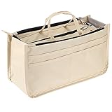 IGNPION - Borsa con 13 tasche espandibili, con inserto stampato, fodera per borse espandibile, con chiusura a cerniera e manico, utilizzabile anche per pannolini, Beige (Beige) - IGN434