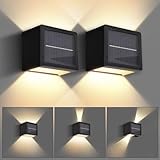 2 Pezzi Luce Solare LED Esterno, Solare Lampada da Parete Angolo del Fascio Luminoso Regolabile 3000K/6000K Solare Applique da Parete Esterno IP65 da Muro Impermeabile Lampade Luci Solari da Esterna