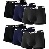 Confezione da 6 Pezzi, Boxer Uomo, Slip Comfortevole, Mutande in Cotone Elasticizzato, Intimo Maschile Multicolore, 2 Neri, 2 Blu, 2 Grigi, Large