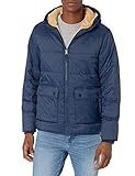 Amazon Essentials Piumino Imbottito Impermeabile a Maniche Lunghe Foderato in Sherpa Uomo, Blu Marino, M