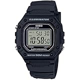 Casio Orologio Quarzo Unisex, misura cassa 43.20mm con quadrante LCD Digitale e cinturino Nero in Plastic/Resin Strap W-218H-1AVEF