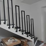 Corrimano a Ringhiera per Scale interne, a forma di U, ferro battuto, corrimano scale fai da te Montaggio Laterale, passamano per scale esterni, Corridoio Loft Villa (35cm, Nero)