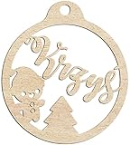 Ciondolo in legno con palline di Natale personalizzate, idea regalo per qualsiasi nome, decorazione naturale per albero di Natale (modello 1)