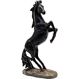 H&W Statua di Cavallo in Piedi,Sculture Nere,35cm H Figurine di Cavallo in Resina per Uomini,Statua D arte Astratta Ornamenti per L ufficio di Casa