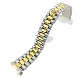 BrightBulb Cinturino per Orologio in Acciaio Inossidabile da 20mm con Fibbia Flessibile Cinturino in Metallo di Ricambio per Rolex Daytona Submariner-Argento Oro