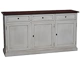 Vicentini arreda CREDENZA MADIA BUFFET IN LEGNO SHABBY CHIC 3 ANTE MOD MARTINI BICOLORE BIANCA ANTICATO E NOCE