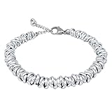 ParticolarModa Bracciale Donna regolabile nodini anelli intrecciati acciaio alluminio morbido 6 mm (Regolabile da 19 a 22 cm (x polso 16-18), Argentato)