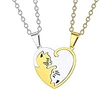 Collana con Ciondolo a Forma di Puzzle Gatto, 2 Pezzi Collane Coppia Personalizzate Collana Gatto Yin Yang, Collana Dellamicizia Ciondoli Di Amicizia Divisi In Acciaio Inossidabile