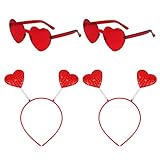 BOFUNX 4pcs Occhiali Cuore Cerchietto Cuore Occhiali Decorativi Colorati Carnevale Occhiali Amore di Valentine Senza Montatura Occhiali Vintage per Festa Compleanno Addio al Nubilato