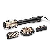 BaByliss AS970E Spazzola Rotante Da 650W, Funzione Ionica Anti-Crespo, 4 Accesori per Asciugare e Modellare, 2 Temperature + Tasto Aria Fredda, Nero e Oro