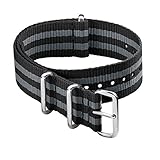 Archer Watch Straps - Cinturini NATO in Nylon - Nero e Grigio (Bond), 20mm