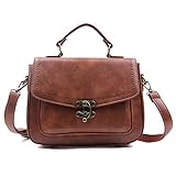 EVEOUT Borsa a tracolla per le donne retrò borsa tote classica vintage maniglia superiore, chiusura girevole unica - marrone, taglia unica, retrò, vintage, Serratura girevole unica - Brown, Taille