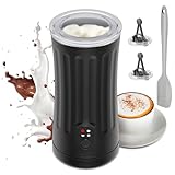 Ovetedot Montalatte Elettrico, Automatico 4 in 1 Cappuccinatore Elettrico, Schiuma di Latte Calda e Fredda, Montalatte Silenzioso per Caffè, Cappuccino, Macchiato, Cioccolata Calda, Nero