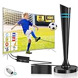 Antenna TV interna Amplificata Potente, Antenna Portatile per 4K/1080P TV, Antenna Digitale Terrestre con portata di 600 km, Antenna TV Senza Fili da interno con Base Magnetica e Cavo da 5m - Blu