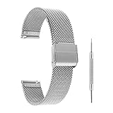 cobee Cinturini per orologi, Cinturino per orologio a sgancio rapido Cinturini per orologi regolabili in maglia di acciaio inossidabile Cinturino in maglia milanese con ansa (20 mm, argento)