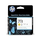 HP 711 CZ132A, Cartuccia Originale HP, Compatibile con Stampanti HP DesignJet T120, T125, T130, T520, T525, T530 e Testina di Stampa DesignJet HP 711, Giallo