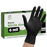 [100 Count] Black Nitrile Disposable Gloves 6 Mil. Extra Strength Latex & Powder Free, Chemical Resistance, Textured Fingertips Gloves - S