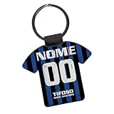 Portachiavi Personalizzato Tifoso Calcio Serie A Tifoso Milanista Interista Napoletano Personalizzata con nome e numero Misura 7 CM in Ecopelle FRONTE E RETRO Sublimatica (Tifoso Atalanta)