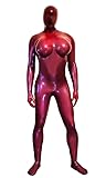 Sexy Men Latex Full Body Catsuit Rubber Bodysuits Hood Fake Breast Pocket Crossdress with Crotch Zipper