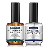 Morovan Nail Prep Primer Unghie - 2Pcs Primer Unghie Semipermanentee Disidratato Naturale Nail Prep Unghie 15ml Lunga Durata Kit Nail Prep e Primer Unghie UV LED per Smalto Unghie Gel